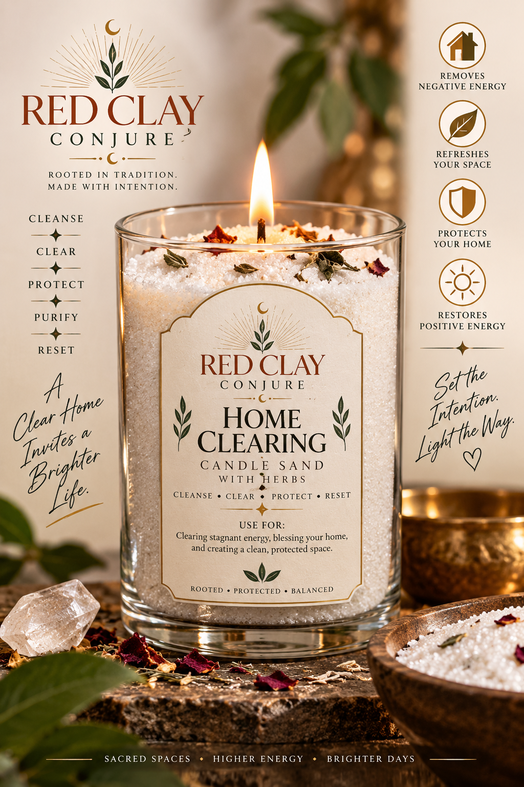 Home Clearing Candle Sand with Herbs